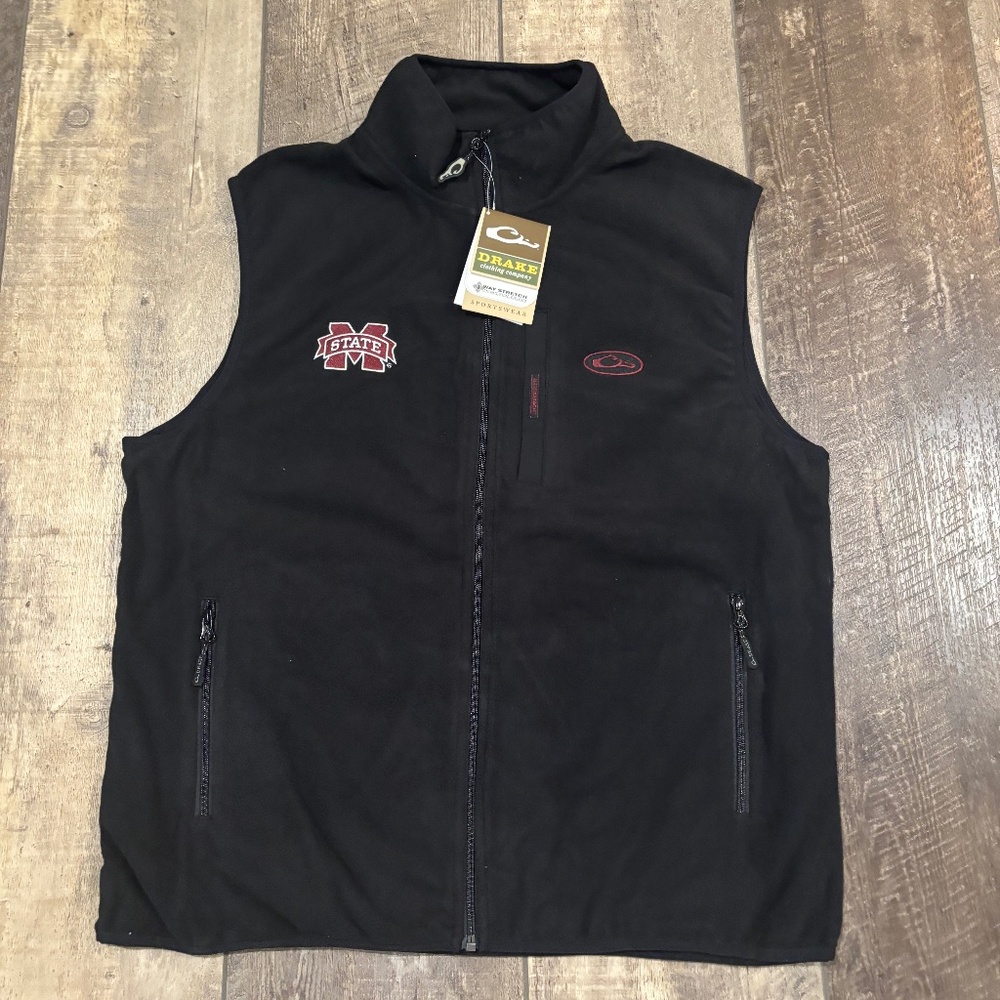 Mississippi State Drake Large Fleece Vest Black (New with Tags)